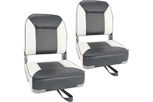 Boat Seats 2 Pack, Skureay Low/High Back Fishing Folding Boat Seat Waterproof Captain Boat Chair，Boatseat 2 Pack Suitable for