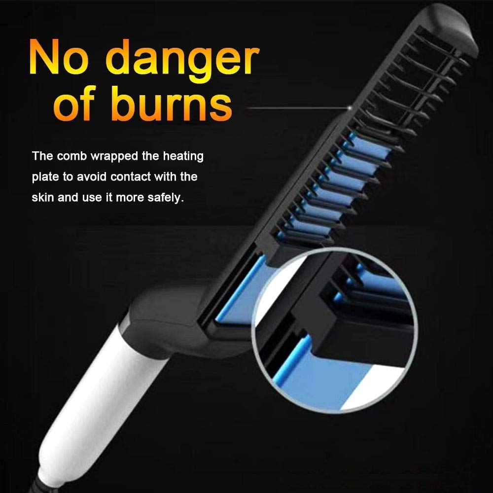 Electric Hair Comb,Quick Beard Straightener Comb,Multifunctional Quick Curling Curler Straightener Comb for Men