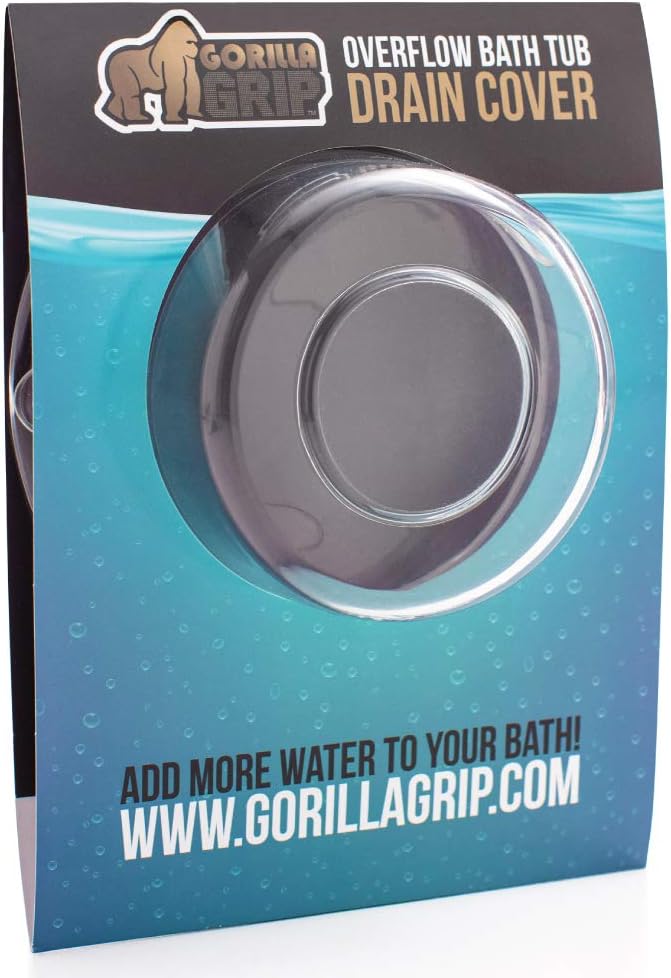 Gorilla Grip Premium Bathtub Overflow Drain Cover, Adds Inches of Water for Deeper and Warmer Bath, Suction Cup Seal, Plug Stopper Covers for Tub Drains, Bathroom Accessories, Charcoal Opaque: Home & Kitchen