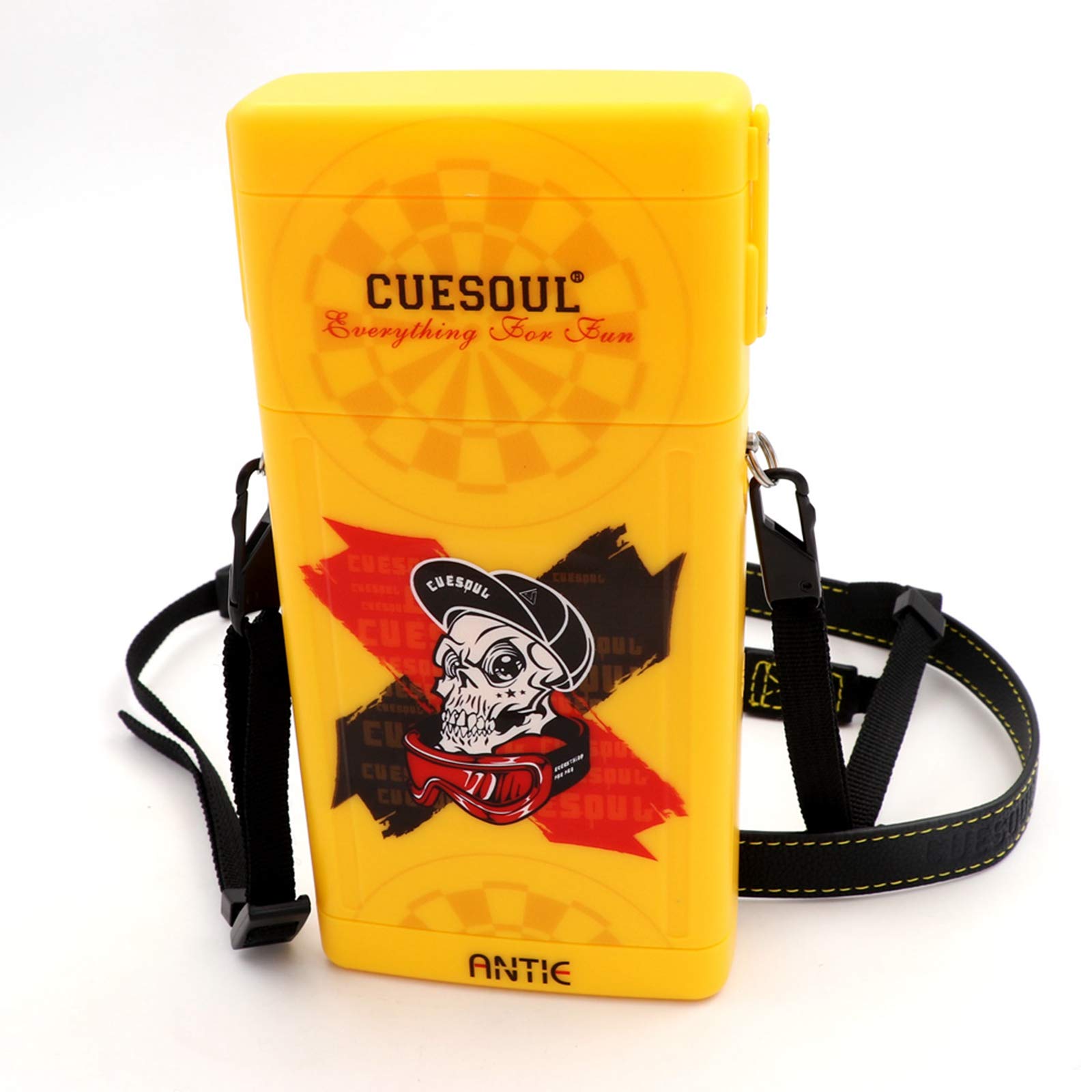 CUESOUL ANTIE Yellow Dart Case Hard,Holds 6 Steel Tip Darts/Soft Tip Darts & Extra Dart Tips,Shafts & Flights,Durable Use
