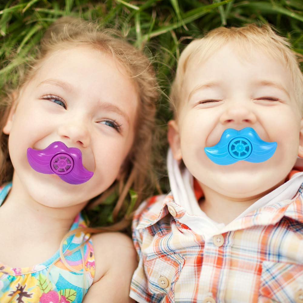 ArtCreativity Mustache Lip Whistles for Kids, Bulk Pack of 48, Durable Plastic Noise Maker Party Whistles, Bright Assorted Colors, Birthday Party Favors, Goodie Bag Fillers, Treasure Box Prizes