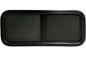 LANDCAMP RV Window, Tiny House Horizontal Slider W/Screen & Interior Camper Window Clamp Ring Included, Teardrop Replacement Trailer Window (Horizontal Slider, 36" x 15")