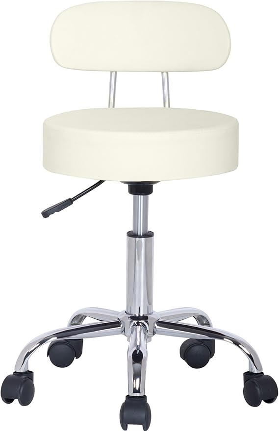 Sixbros Sitzhocker Hohenverstellbar Drehhocker Mit Rollen Hocker Aus Kunstleder Verstellbar Ruckenlehne Elfenbein Weiss Amazon De Kuche Haushalt