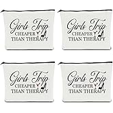 4 PCS Girls' Trip Favors - Weekend Gifts for Women, Friendship & Bestie Gifts - Makeup Bag Weekend Bags for Women, Sister, Bachelorette Party, Vacation & Christmas