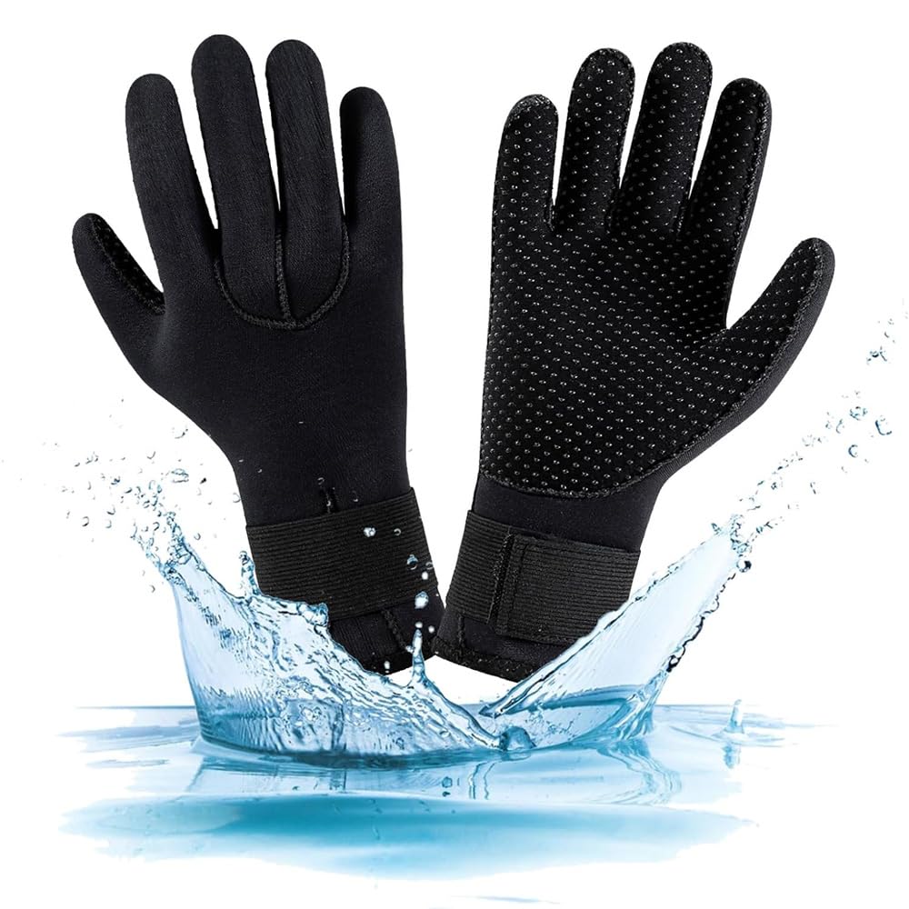POFET 5mm Wetsuit Glove Neoprene Thermal Anti-Slip Adjustable Waist Strap for Snorkelling Swim Scuba Diving