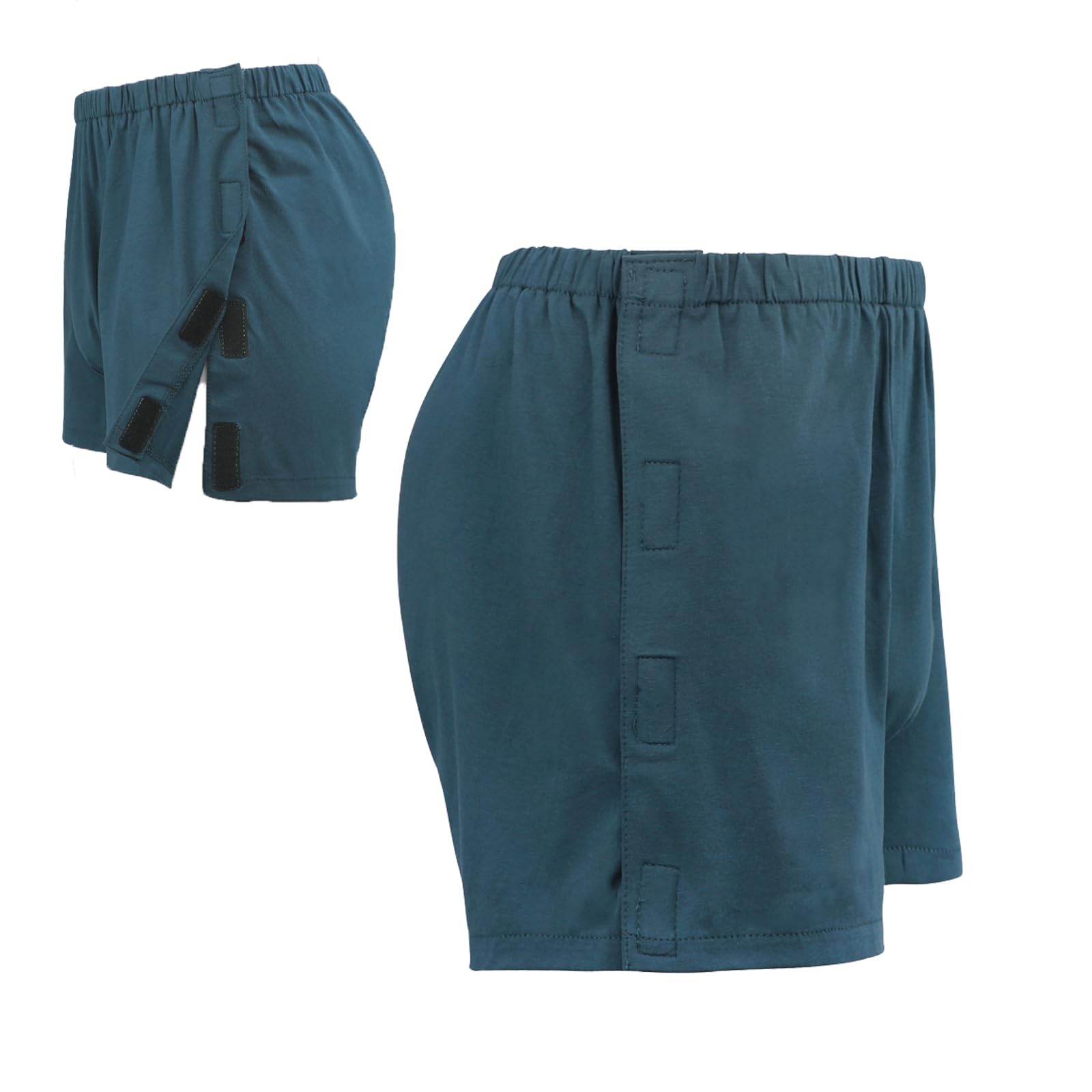 Mens Post Surgery Tearaway Shorts Underwear Full Side Open Tear Away Boxers Short Pants Elderly Easy-on Medical Wear Nursing Clothing Surgery Recovery Trousers for Fracture Paralysis Bedridden Blue