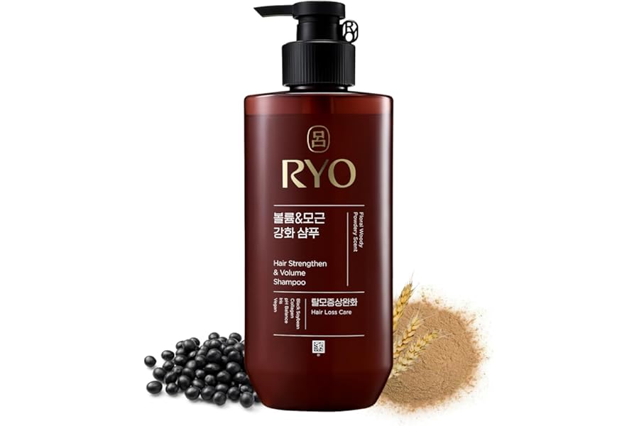 RYO Strengthen & Volume Shampoo with Korean Ginseng & Caffeine – Volumizing and Revitalizing for Fine Hair, Anti Loss Care, Strengthening hair roots, 16 Fl Oz.