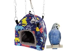 KEERSI Bird Hut Nest Hammock Tent Bed Toy for Medium Large Pet Parrot Parakeet Cockatiel Conure Cockatoo African Grey Amazon Eclectus Lovebird Hamster Chinchilla Ferret Squirrel Cage Swing
