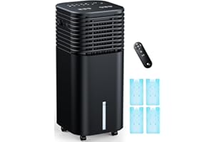 TEMEIKE 4-IN-1 Portable Air Conditioners, Evaporative Air Cooler w/ 4 Modes & 3 Speeds, 15H Timer for Smart Auto-off, 2-Gal Tank for 20H Cooling