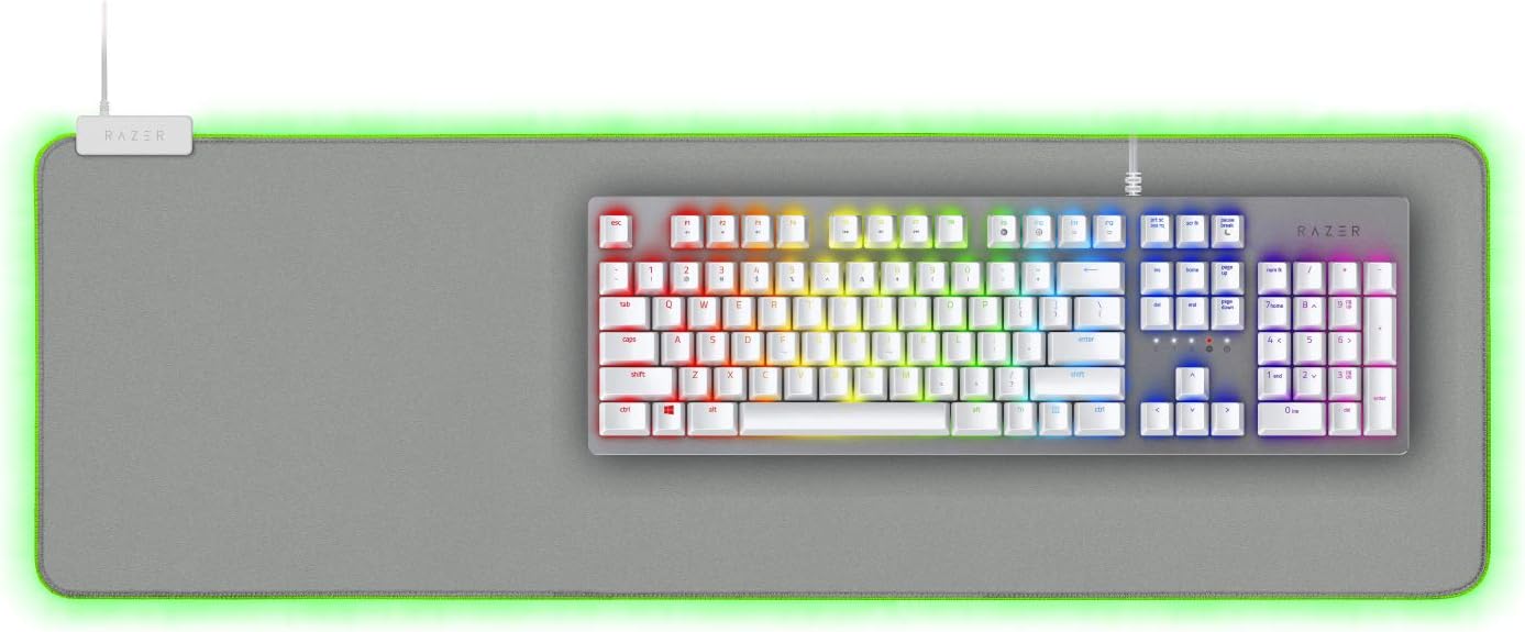 Razer Huntsman Gaming Keyboard + Goliathus Extended Chroma Mousepad Bundle: Mercury White: Computers & Accessories