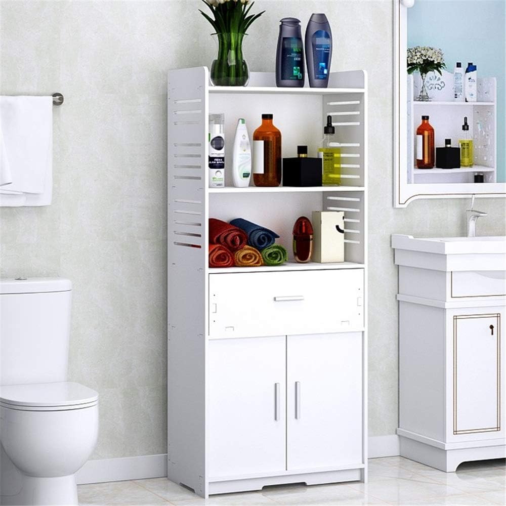 Zzhehou Bathroom Corner Rack Bathroom Storage Cabinet Shelf Floor Multilayer Organizer Waterproof Toilet Cabinet With Drawer White Suitable For Bathroom Color White Size 1 Amazon Co Uk Kitchen Home