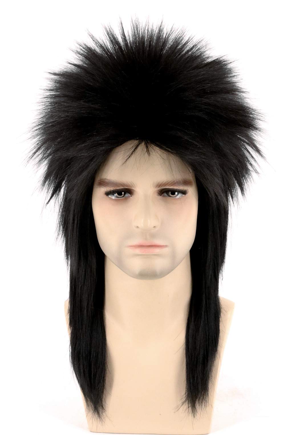 Topcosplay Mullet Wigs for Men 80s Mullet Wig Black Punk Metal Rocker Retro Wig Adults Halloween Costume Accessory โ image 1