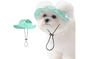 SETSBO Cat/Dog Hat for Cats Only with Adjustable String Pet Hat Small Pet for Small and Medium Cats Birthday Party Costume Decoration (Large, Gree)