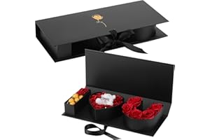 Engrowtic 2 Pack I Love You Mom Floral Box with Lids “I Love U” Mothers Day Boxes Letter Fillable Box for Flowers Empty Cardboard Gift Box for Mother's Day(Black)