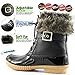 DailyShoes Women's Snow Booties Up Ankle Buckle Duck Padded Mud Rubber Rain Boots