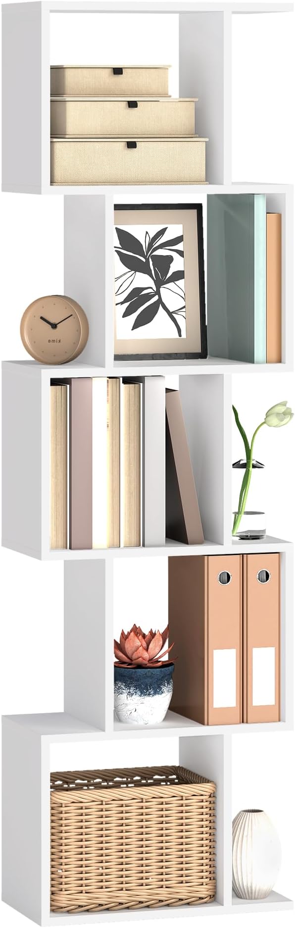 VASAGLE 6-Tier Bookshelf 24 x 40 x 159 cm Matte White LBC462W01
