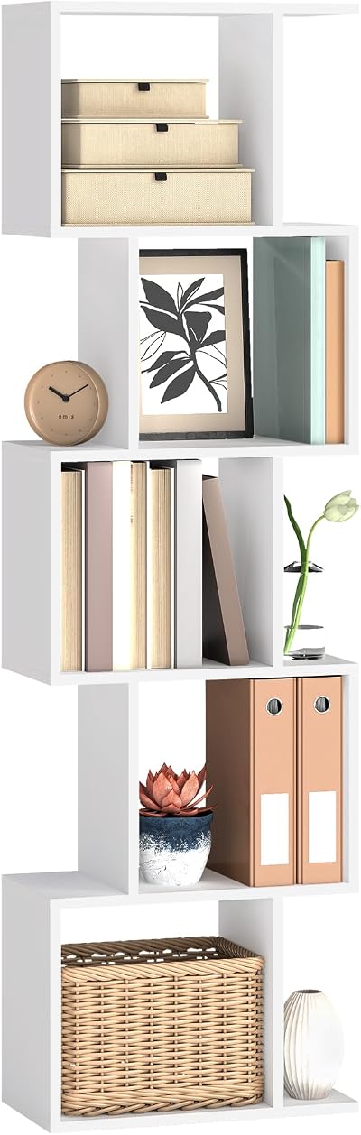 VASAGLE 6-Tier Bookshelf 24 x 40 x 159 cm Matte White LBC462W01