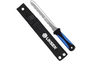 PAXLINSEN Stainless Steel Garden Knife with 7.8" Blade, Double Side Utility Sod Cutter Lawn Repair Garden Knife with Nylon Sheath (blue)