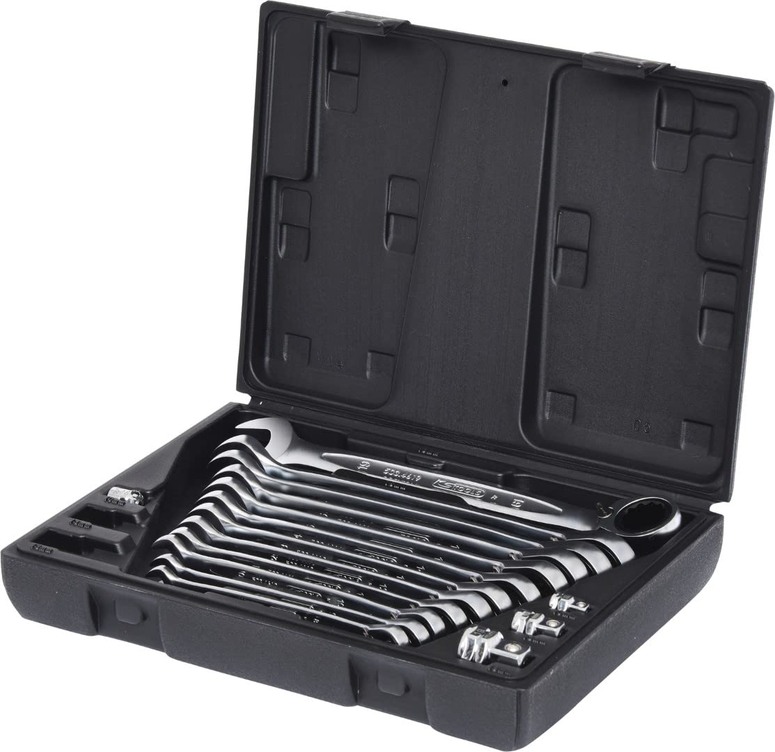 KS Tools 503.4666 Gear+ Rev Comb Spanner Set (16 Pieces) 8-19mm +Adaptors