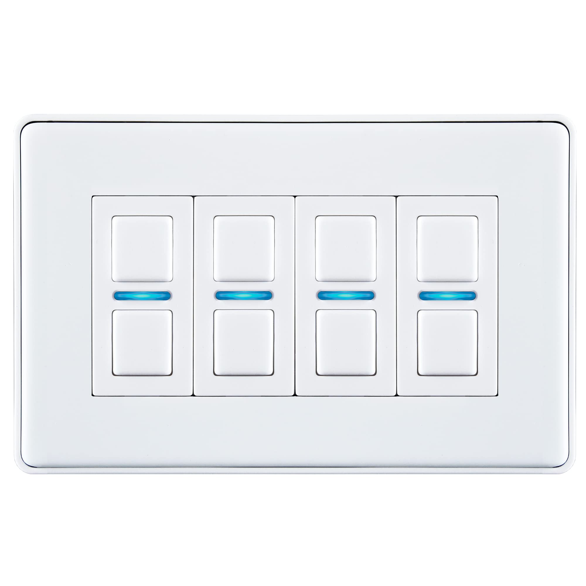 Lightwave LP24WH Smart Dimmer, 4 Gang, Works with Alexa, Google Assistant, HomeKit, iOS & Android Compatible - White Metal