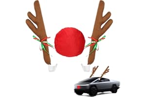 JAXBO Premium Reindeer Antlers & Nose for Car - Reindeer Car kit with Festive Bells for Christmas - Rudolph Christmas Decorations for Cars, Truck, SUV