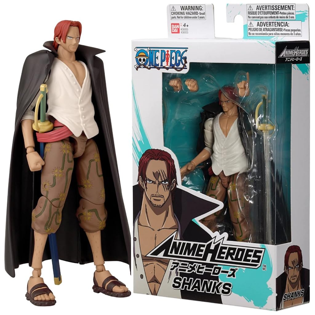 ANIME HEROES | One Piece Figures Shanks Action Figure | 17cm Articulated Shanks Anime Figure With Extra Accessories | Bandai One Piece Action Figures Pirate Toys Range | Perfect Anime Gift
