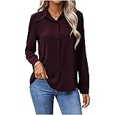 SOLY HUX Women's Button Down Long Sleeve Shirts Dressy Blouses Office Business Casual Tops Fall Clothes