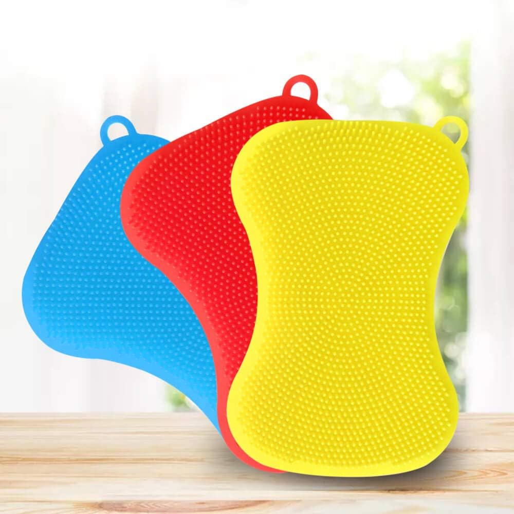 Silicone Sponge Dish Washing Kitchen Scrubber - Magic Food-Grade Dishes Multipurpose Better Sponges Non Stick Cleaning Smart Kitchen Gadgets Brush Accessories: Kitchen & Dining