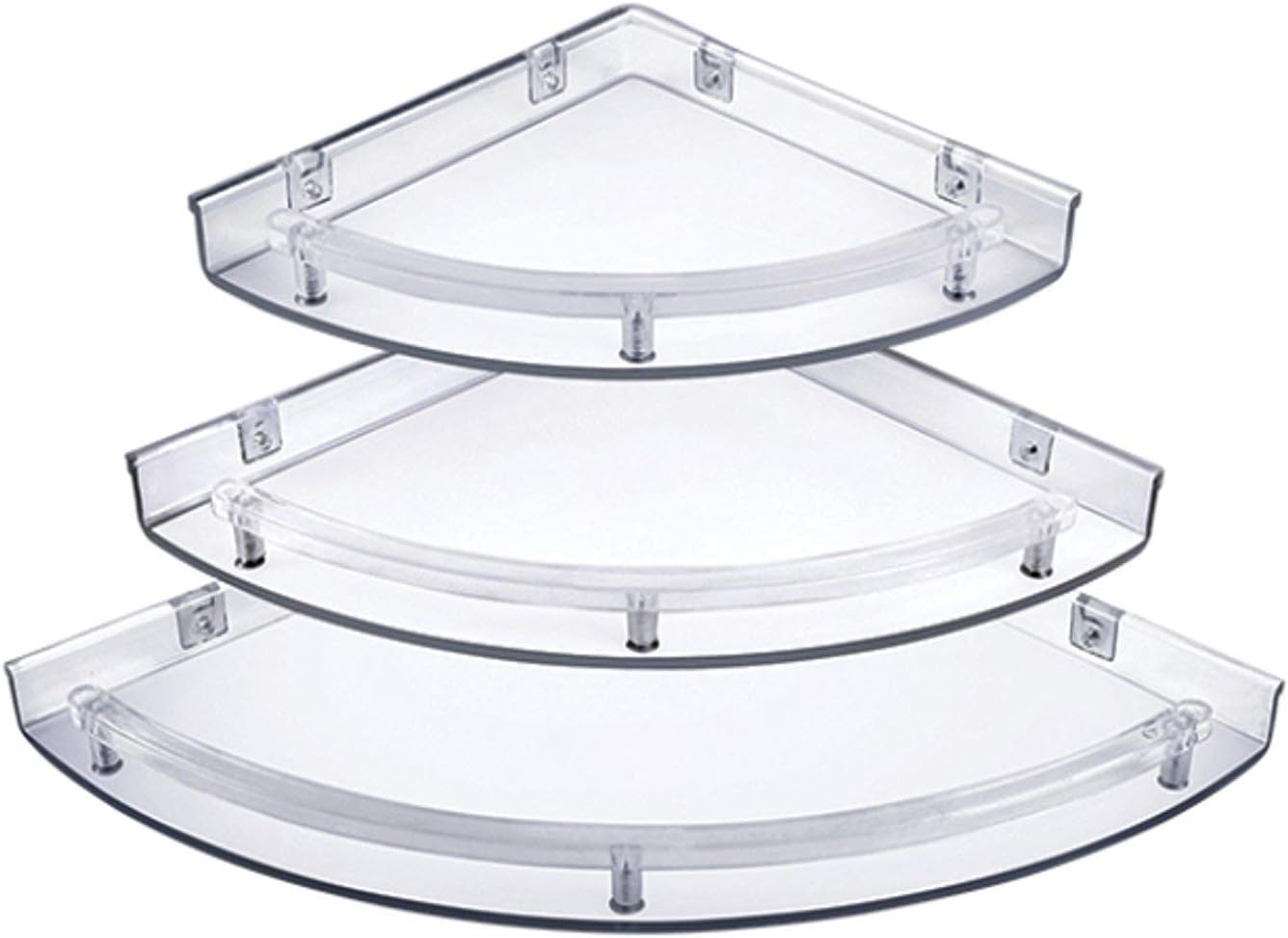 MOBICHARM Bathroom Corner Shelf Unbreakable 3 Tiers White Corner Set