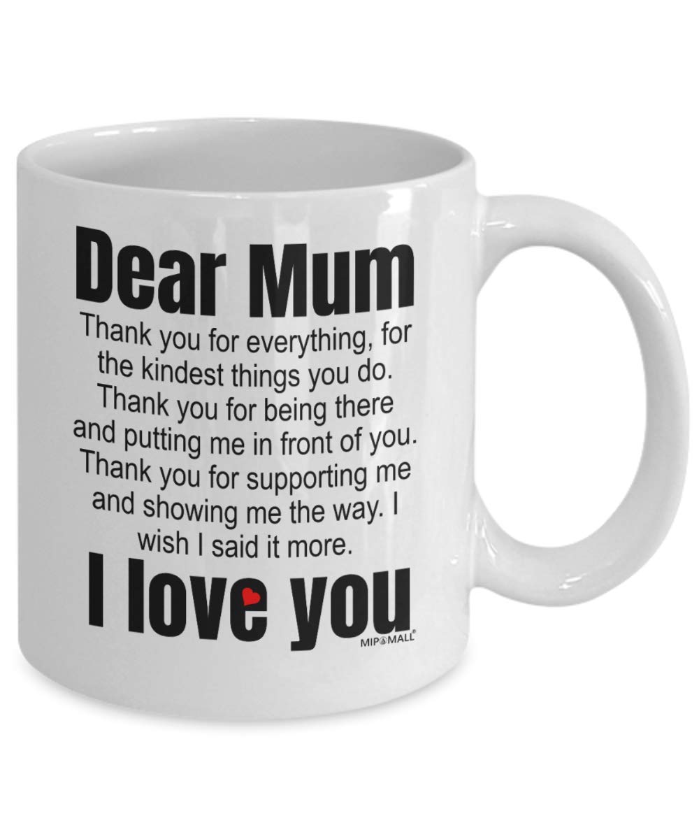 MIPOMALL Mug Gift for Mums from Favourite, Dear Mum I Love You, Coffee Mug Cup, Ideal Cup Present for Birthday, Christmas, White Coffee Mug - wmF0216