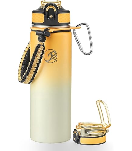 GOPPUS 1.2L/40oz Botella Agua Acero Inoxidable Con Pajita 1.2 Litros Termo Agua Caliente Fría Botellas Agua Acero Doble Pared Aisladas A Prueba Fugas Botella Bebida Con Tapa Abatible Para Adultos