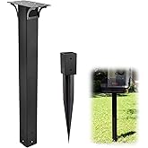 Krimocy Black Mailbox Post for Outside, 43x4x4 inch, Heavy Duty In-Ground Post with Plate Bracket and Ground Anchors, Ideal for Outside Curbside Residential Use