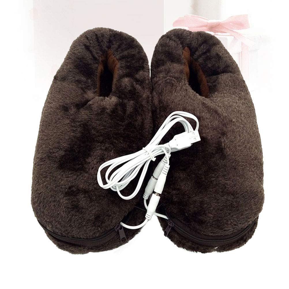 Pantuflas térmicas de felpa suave con calefacción por USB, 1 ...