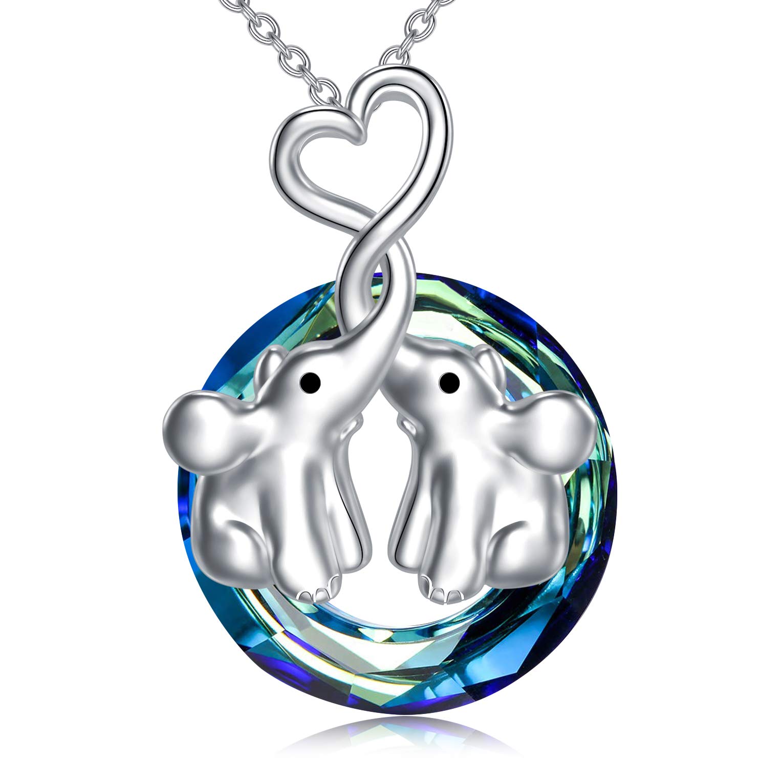 AOBOCO Sterling Silver Elephant Necklace, Elephant Jewellery Wedding Anniversary Birthday Gifts for Women Her Wife Girlfriend Mum