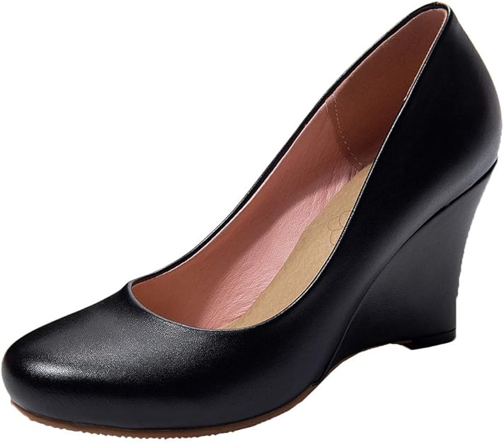 MISSUIT Damen High Heels Wedges Keilabsatz Pumps Geschlossen Runde