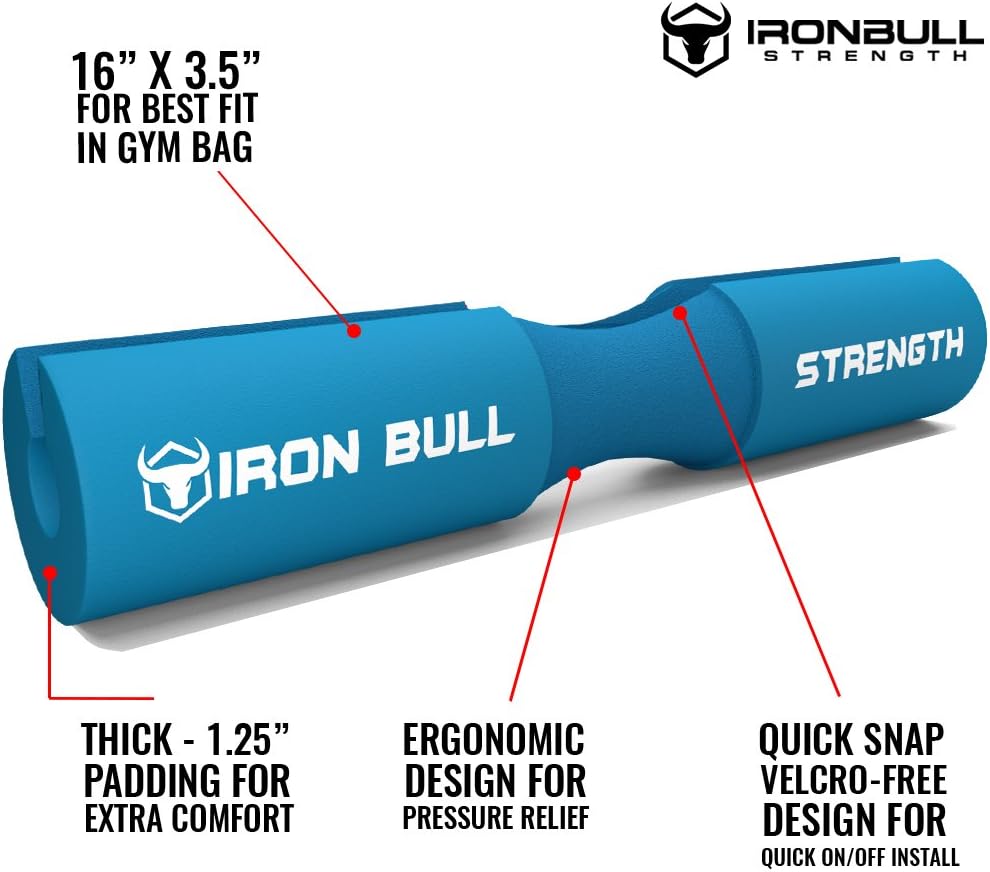 Iron Bull Strength Advanced Squat Pad - Barbell Pad for Squats Lunges & Hip Thrusts - Neck & Shoulder Protective Pad Support (Blue) - Image 3