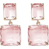 Square Crystal Dangle Earrings for Women Clear Rhinestone Statement Earrings Minimalist Geometric Rectangle Drop Dangle Earrings Prom Pageant Jewelry Birthday Gift for Women