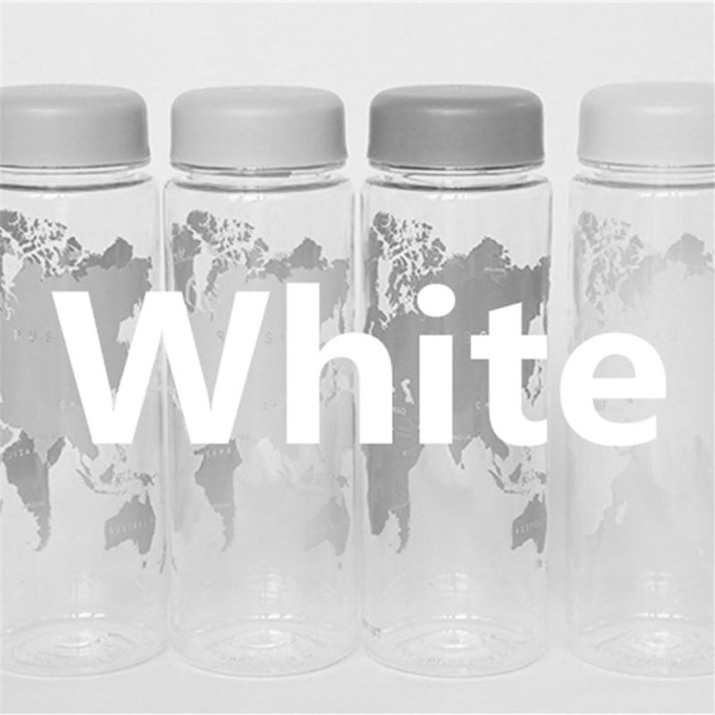 ADGWRA 500Ml Frosted Portable Seal Bottles Plastic Sports Water Bottle Leak-Proof Bike Outdoor Climbing Canteen White map 500ml