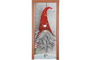 Qilmy Door Cover Decoration, Party Accessory Porch Decor for Festive Ornament Indoor Outdoor Covering 35 x 79 Inch, Christmas Gnome