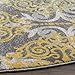SAFAVIEH Evoke Collection Area Rug - 3' Round, Grey & Ivory, Medallion Damask Design, Non-Shedding & Easy Care, Ideal for High Traffic Areas in Living Room, Bedroom (EVK230D)