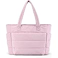 BAGSMART Tote Bag for Women, Lightweight Puffy Tote Bag with Compartments, Quilted Shoulder Bag Handbag for Travel, Work
