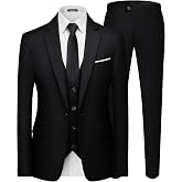 MAGE MALE Men's 3 Pieces Suit Elegant Solid One Button Slim Fit Single Breasted Party Blazer Vest Pants Set
