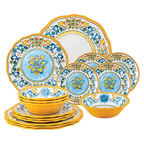 Supreme Housewares 16Piece Melamine Dinnerware Set, Includes Dinner Plates, Salad Plates