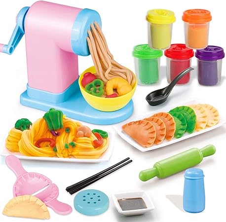 Amazon 調理器具 食器qunqene 調理器具 食器 キッチンおもちゃ ままごと ごっこ遊び 手作りの麺メーカー 玩具 シミュレート Diy 3d 粘土 子供 女の子 調理器具 食器 おもちゃ