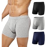 Arjen Kroos Mens Cotton Boxer Briefs Breathable Pouch Underwear with Opening Fly 3 Pack