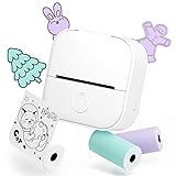 Memoqueen Mini Sticker Printer with 3 Rolls Paper