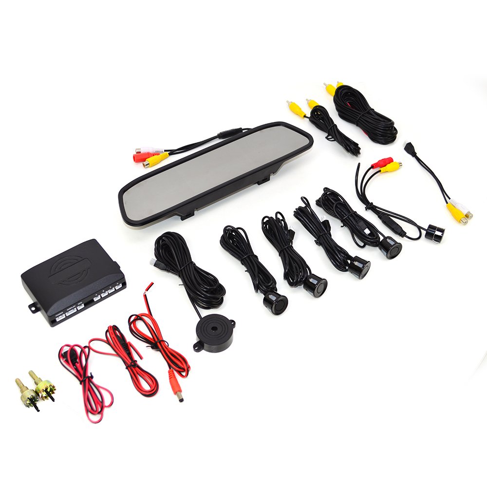 Car Parking Reverse System with LCD RearView Mirror PNI Escort P05 A with 4 sensors, rear view camera