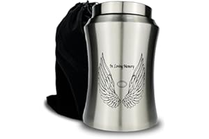 CHIEMOT Up to 220 lbs Large Cremation Urns for Adult Human Ashes, Angel Wings in Loving Memory Decorative Funeral Burial Urn for Male Female Ashes with Velvet Bag