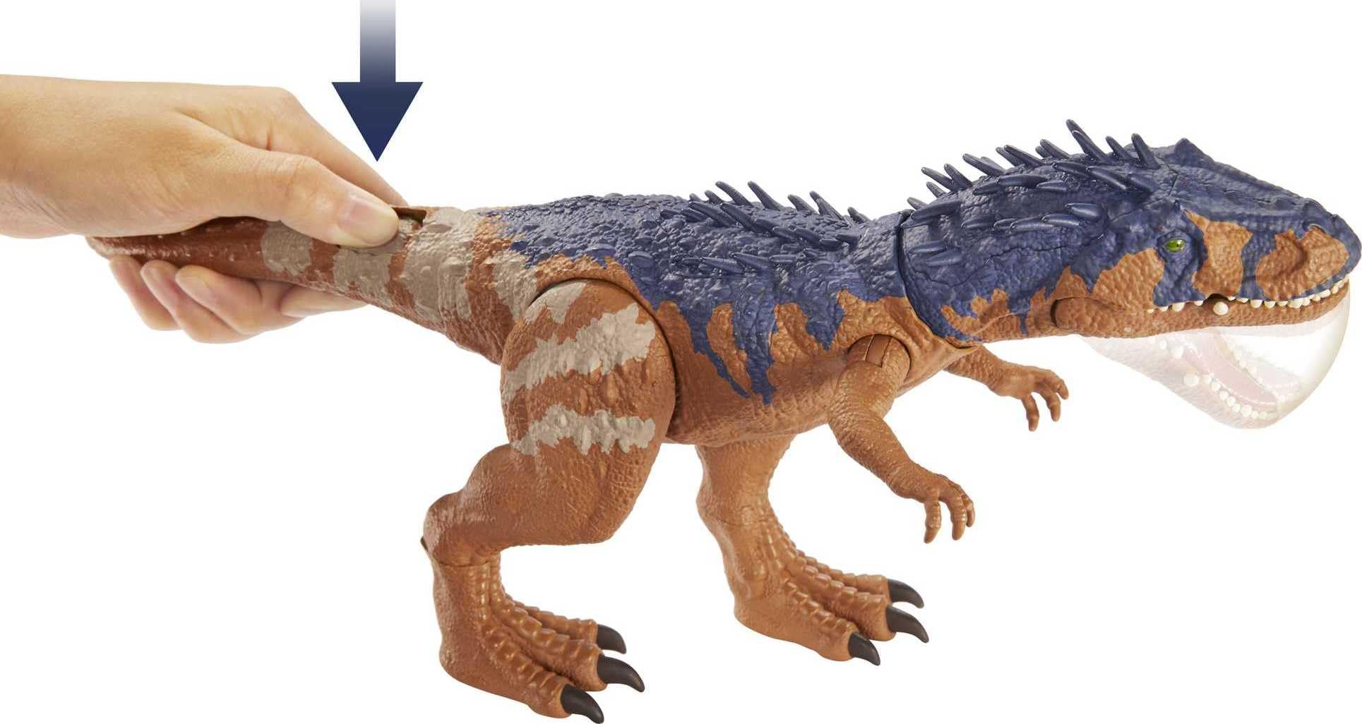 Mattel Jurassic World Massive Biters Dinosaur Action Figure, Siats Meekerorum Large Dino Toy with Tail-Activated Strike & Chomping Motion