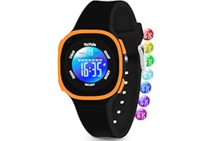 TixYolo Digital Kids Watch with 7 Color Lights 50M Waterproof,Alarm,Stopwatch,Soft Strap,Children Gifts Sports Watch for Boys Girls 5-12 Years
